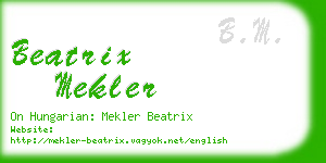 beatrix mekler business card